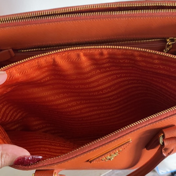 PRADA
Saffiano Large Galleria Double Zip Tote in Papaya/Orange - Picture 3 of 12